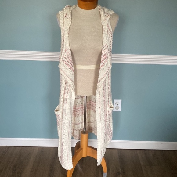 Willow & clay long line duster cable knit sweater vest. Size XS/S. Boho cottage - Picture 3 of 7
